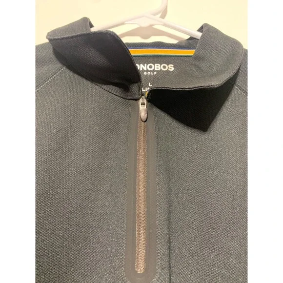 Bonobos Mens Size L Black Slim Fit Golf Long Sleeve 1/4 Zip Pullover Jacket - Picture 3 of 6